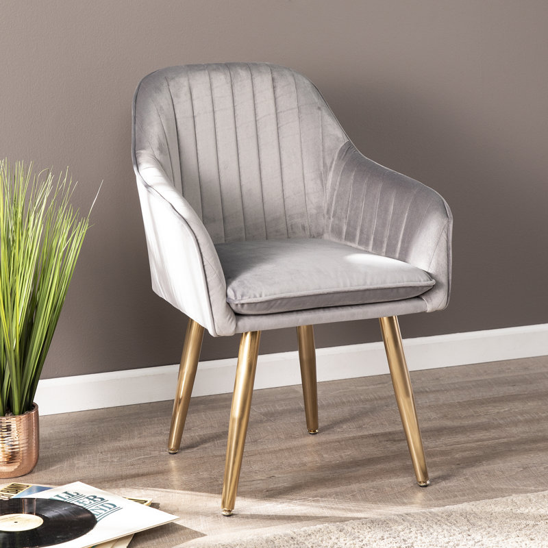 Mercer41 Wrendham Upholstered Accent Chair, Grey And Gold | Wayfair.ca